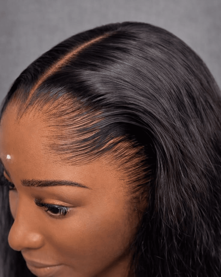 Close-up of lace front hairline